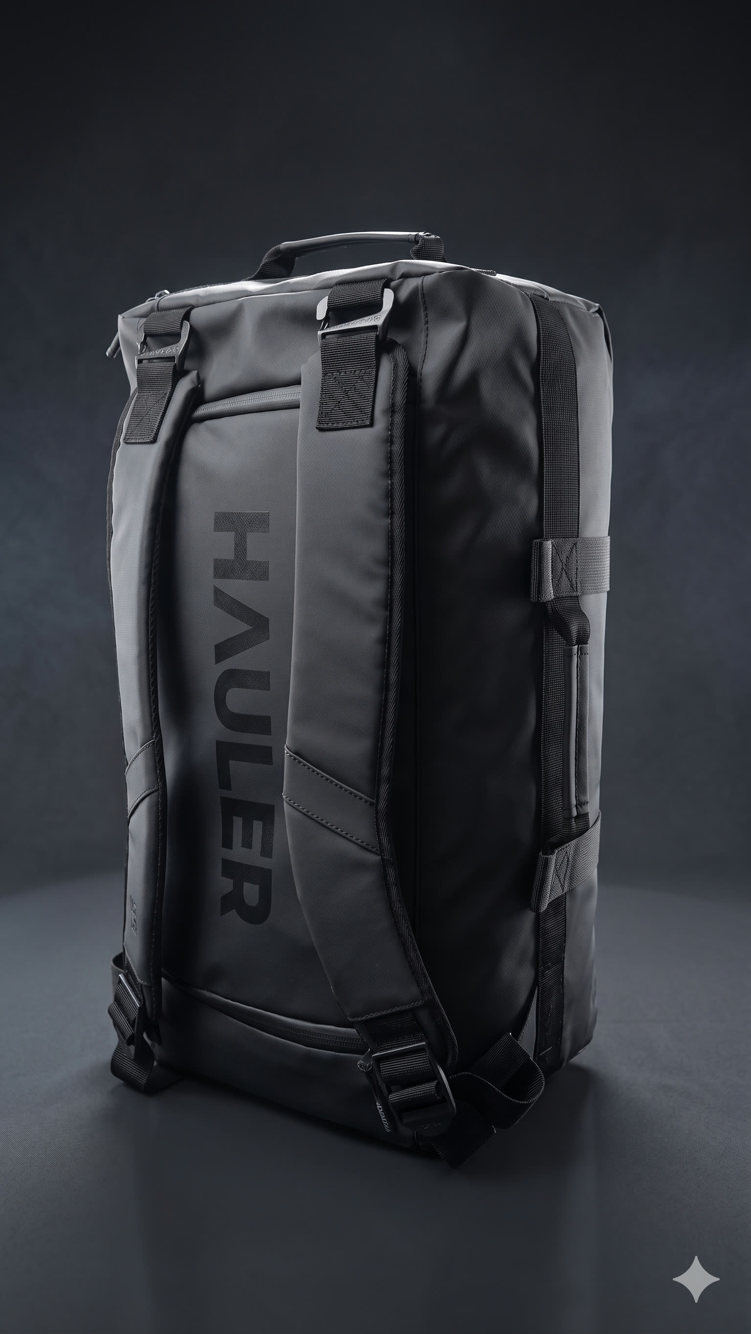 Hauler premium duffel bag — exterior render in studio light
